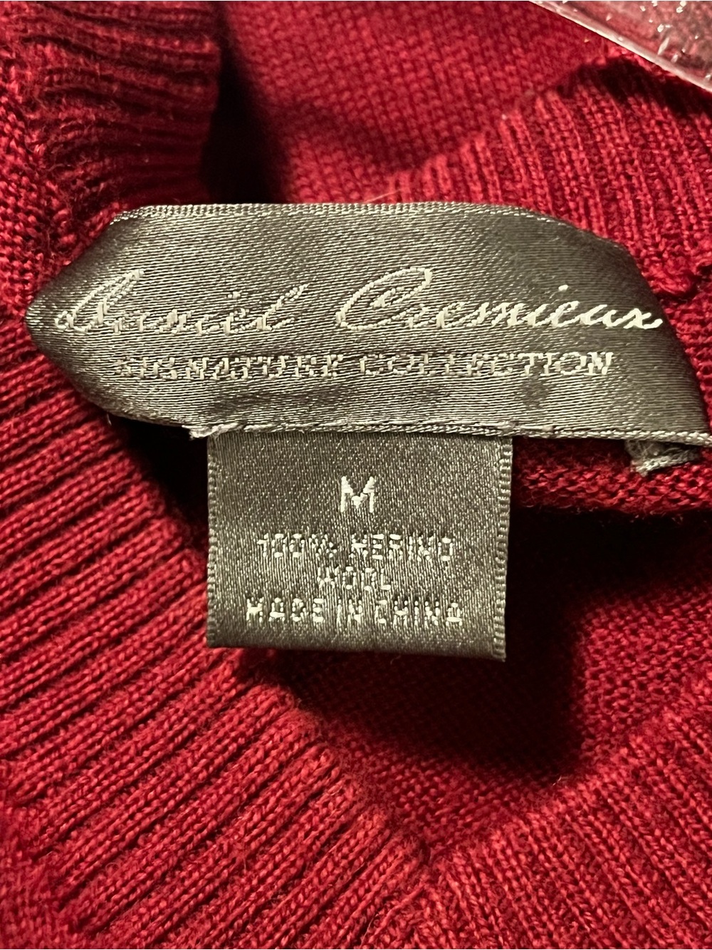 Daniel Cremieux Merino Burgundy Argyle V-Neck Sweater - Picture 5 of 6